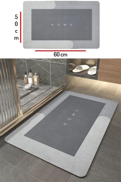 Su Emici Banyo Paspası Kaymaz Tabanlı Su Emici Yapı 50x70cm Kare