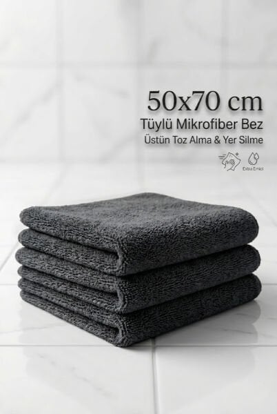 Yüksek emiş gücüne sahip 3'lü yer bezi seti 50x70cm