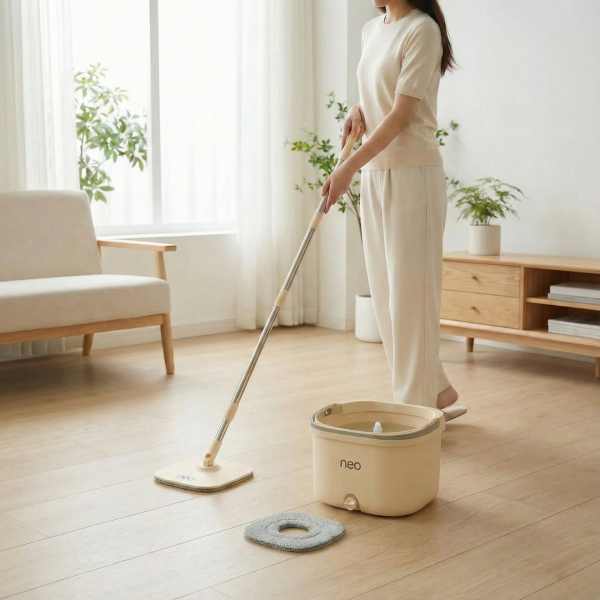 Disk Mop Temiz Su Kirli Su Ayrı Haznede +1 Yedek Bez Hediyeli Set