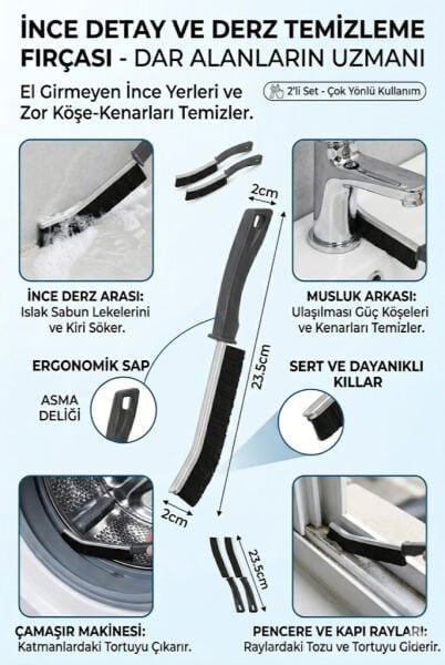 ince derz fırçası ve detay temizlik seti