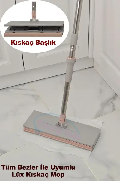 Lüx Kıskaçlı Mop Sıkıştırmalı Mop Islak Mendil Ve Tüm Bezler İle Uyumlu Büyük Boy 32cm